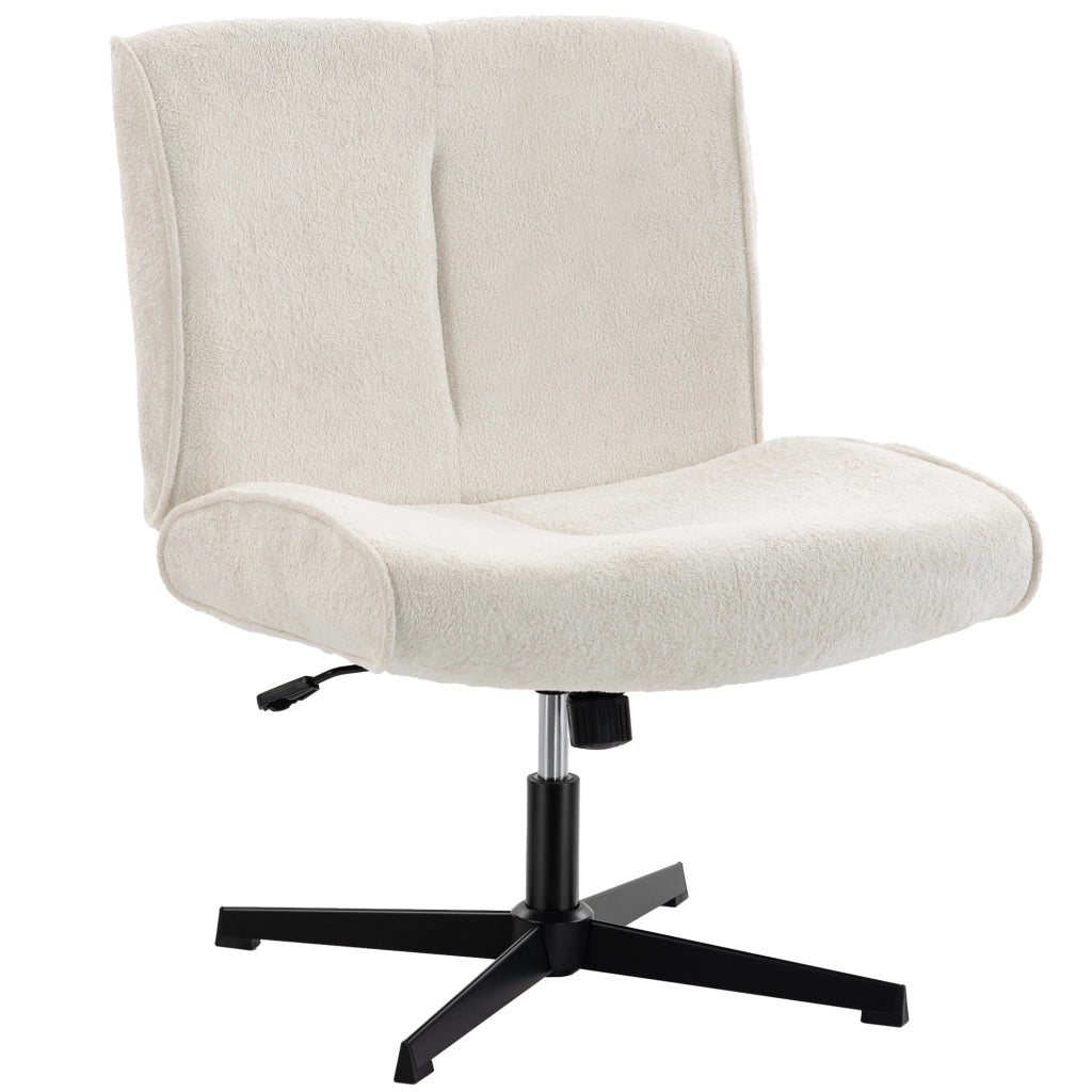 Poltrona girevole in velluto crema reclinabile ¨C zephmum ¨C 94x96x99 cm