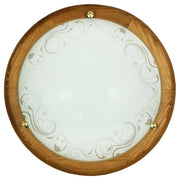 Plafoniera Herba 1xE27 rotonda legno vetro Candellux