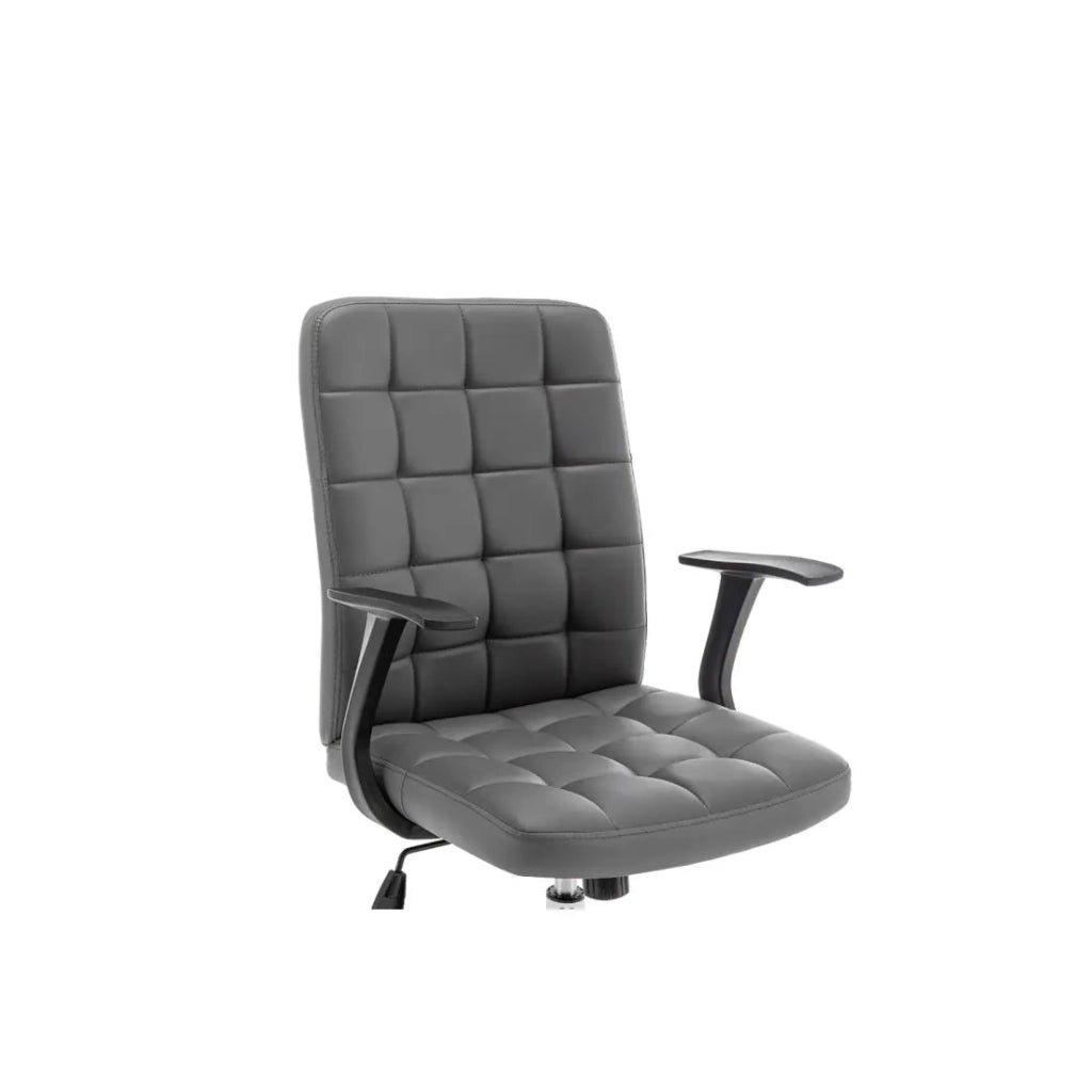Sedia da ufficio KARDEN – Tessuto grigio – Braccioli – Girevole – Piedi in metallo – Design ergonomico e contemporaneo