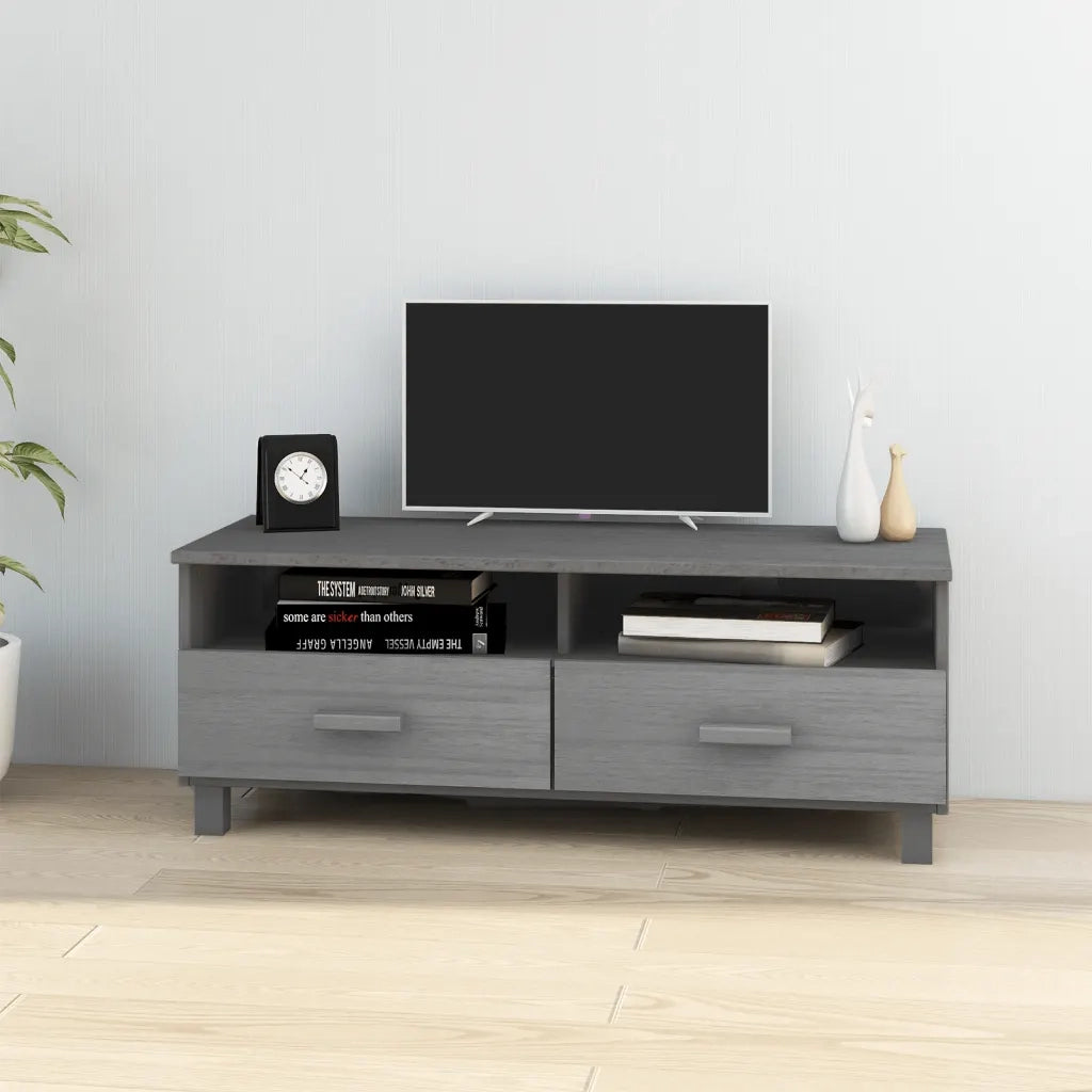 Mobile TV | Armadietto TV | Mobile Porta TV HAMAR Grigio Scuro 106x40x40 cm in Legno di Pino