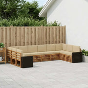 Set di divani da esterno 10 pcs Naturale e Beige Poliestere