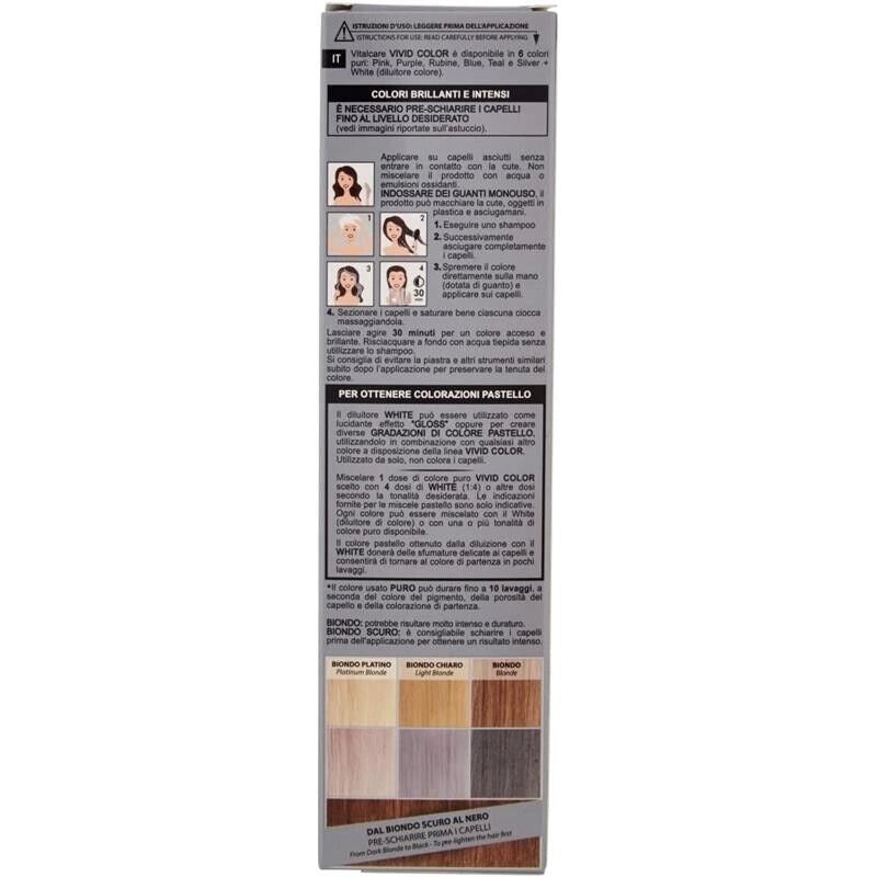 VITALCARE TINTA SEMIPERMANENTE PROFESSIONALE PER CAPELLI MORBIDI IDRATATI E LUMINOSI IN COLORE SILVER 100 GR