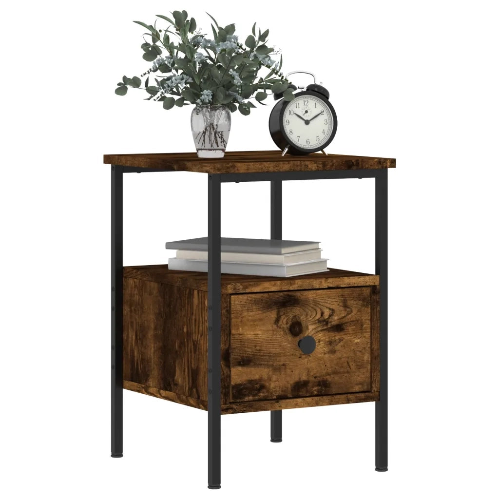 Set di 2 Comodini | Armadio da Notte | Mobiletto da notte Rovere Fumo 34x36x50 cm in Legno Multistrato