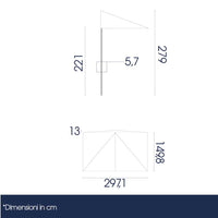 Mezzo Ombrellone da Giardino 1,5x3m Palo in Legno Ecrù