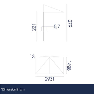 Mezzo Ombrellone da Giardino 1,5x3m Palo in Legno Ecrù