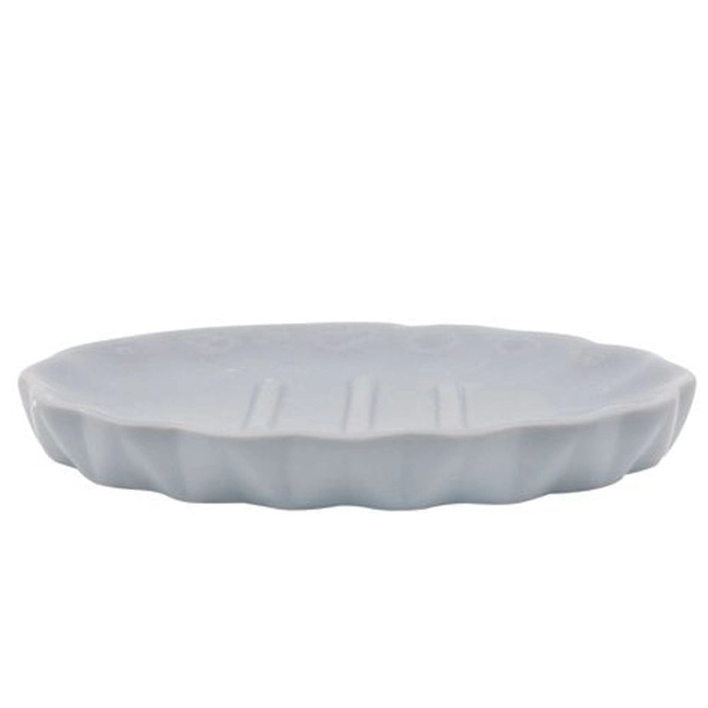 Trade Shop - Piatto Piattino Porta Sapone Saponetta Accessori Arredo Bagno Grigio Decorata 79952 -