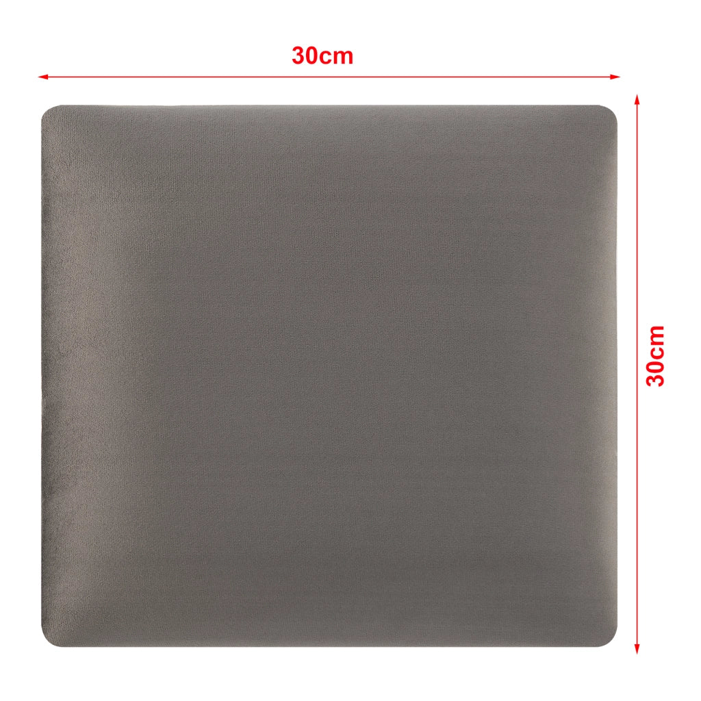Set Carpino di 4 Pannelli Murali Imbottiti Rivestiti in Tessuto Velluto Grigio Scuro 30x30 cm [neu.haus]