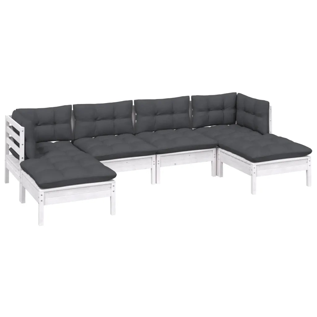Set Divani da Giardino 6 pz con Cuscini Bianchi Legno di Pino cod mxl 44785