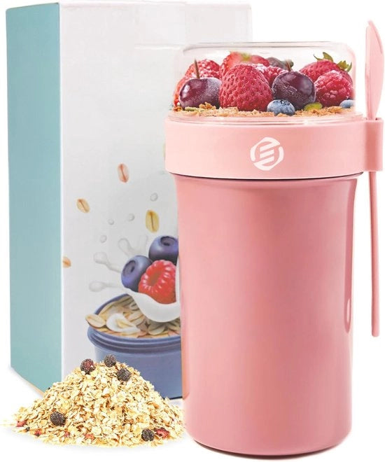 Set di contenitori per overnight oats in vetro mason con muesli e avena
