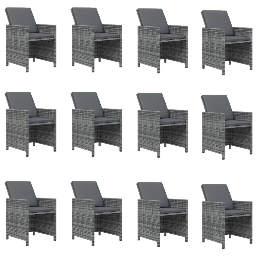 Set da Pranzo per Giardino 13 pz con Cuscini Polyrattan Grigio 3095632