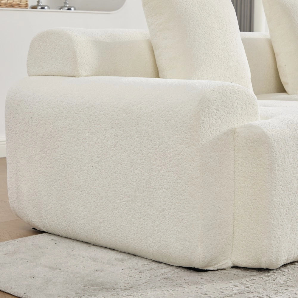 Divano Angolare Modulare 3 Posti con Poggiapiedi ¨C Xylo ¨C Beige, Memory Foam, 268x102x78 cm