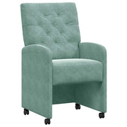 Sedie da Pranzo con Ruote 2 pz | Sedie da cucina verde mare 58 x 67 x 97 cm
