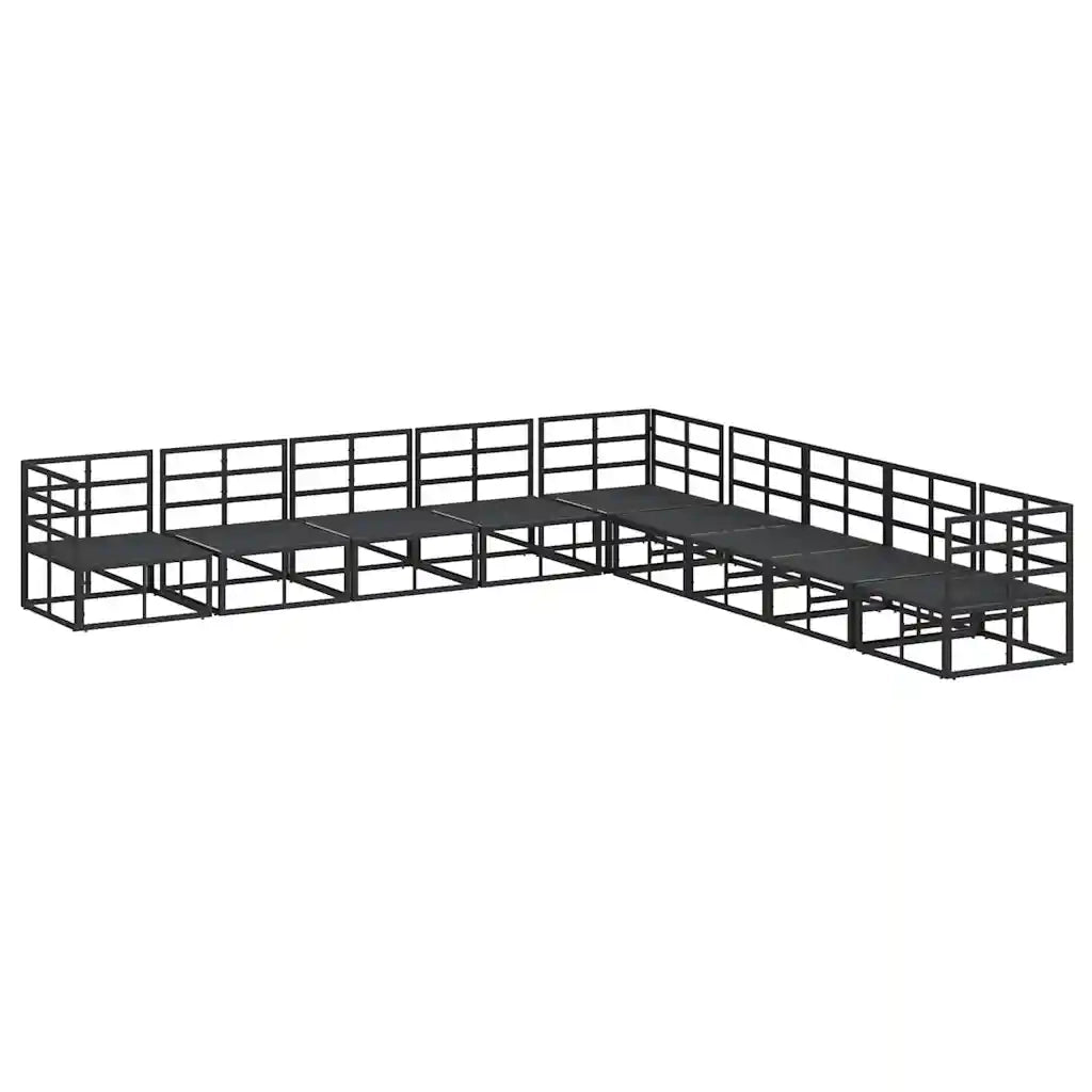 vidaXL Set Divano da Giardino con cuscino 9 pcs Nero Alluminio