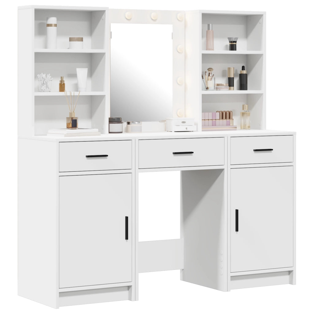 Set da toeletta 3 pezzi  in legno ingegnerizzato bianco