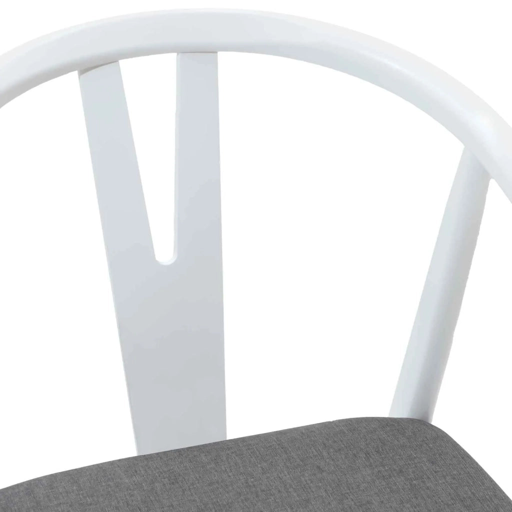 Sedia da pranzo 2 pcs Bianco e Grigio Legno di gomma solido