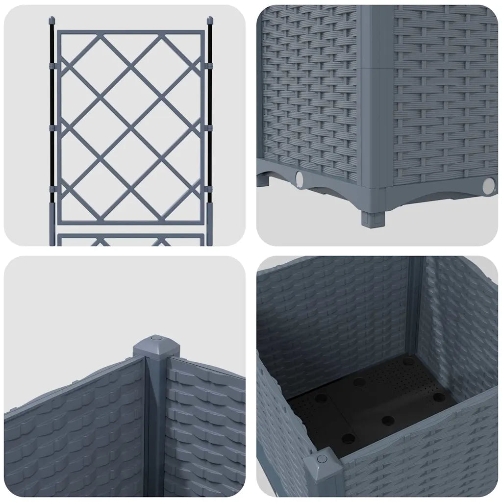 Vaso da giardino Grigio Chiaro 40 x 40 x 143 cm Plastica 42002882