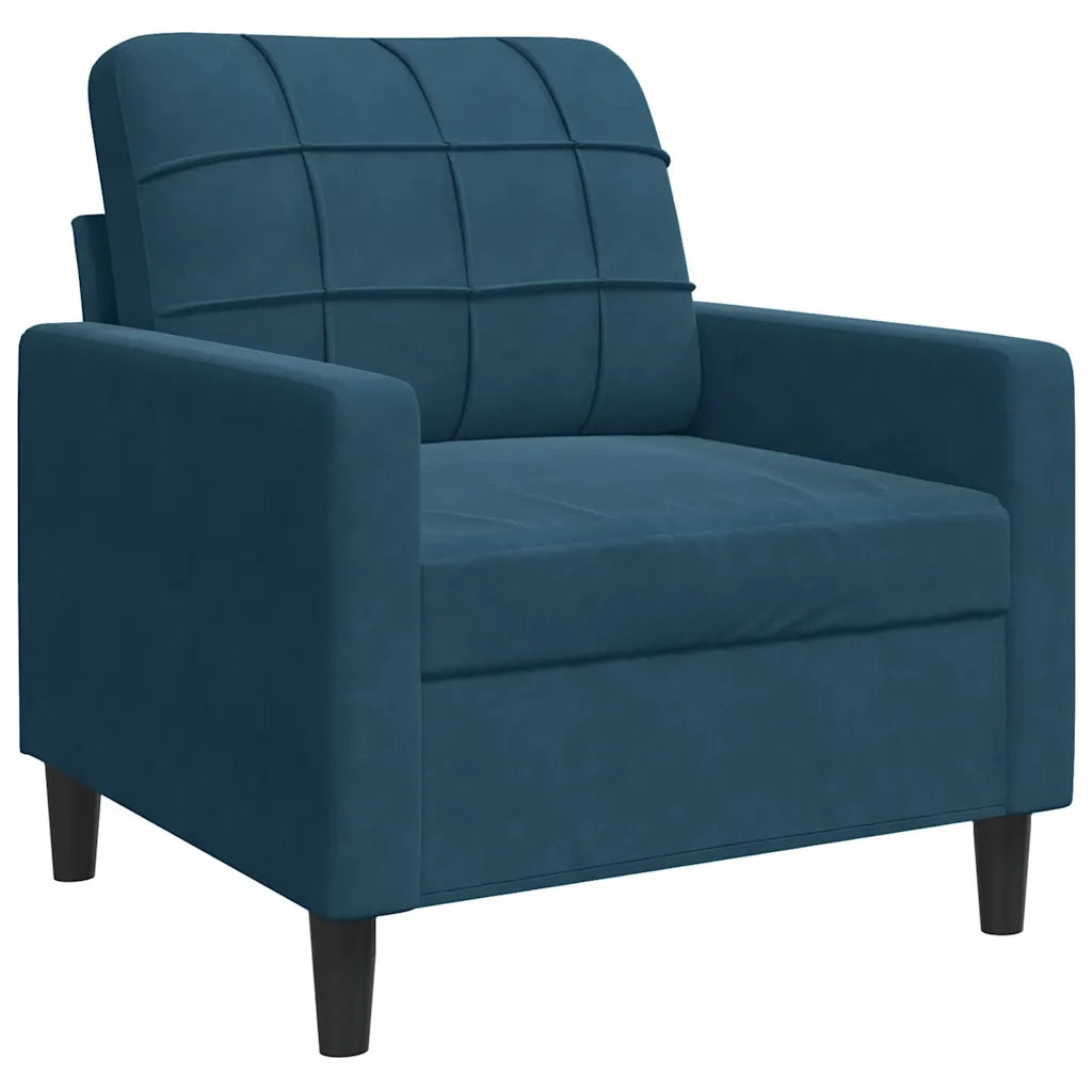 Set di Divani 4 pz con Cuscini Blu in Velluto