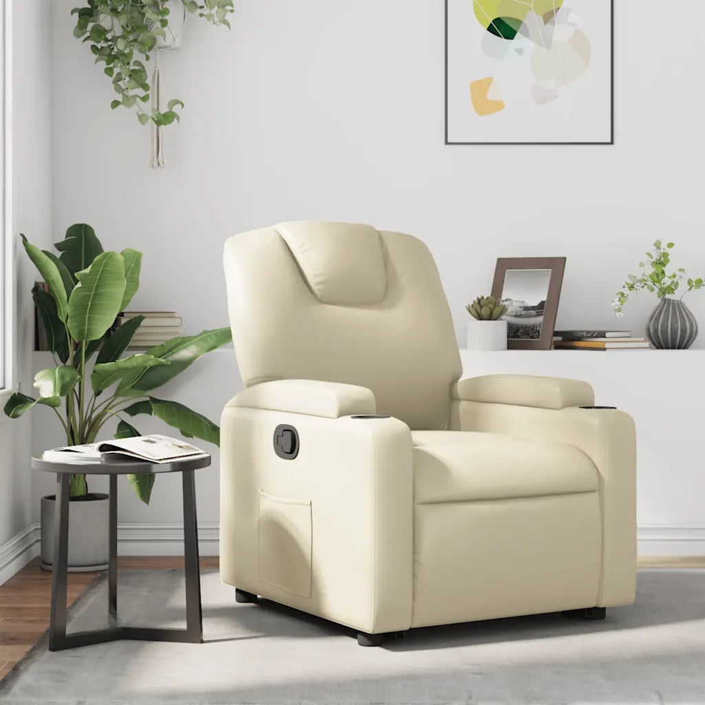 Divano Sedia-Poltrona Reclinabile Crema in Similpelle 437187