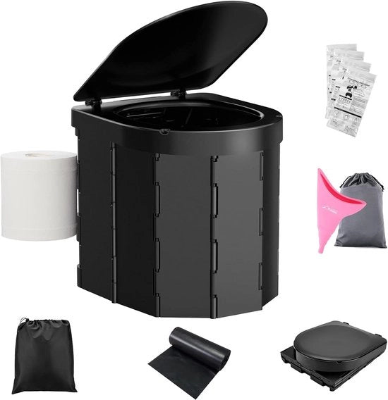 Toilet Portatile Ripiegabile con Coperchio - Toilette da Campeggio all'Aperto per Adulti e Donne - Contenitore per Urina da Getto da Spremere - Adatto per Escursioni, Campeggio, Viaggi