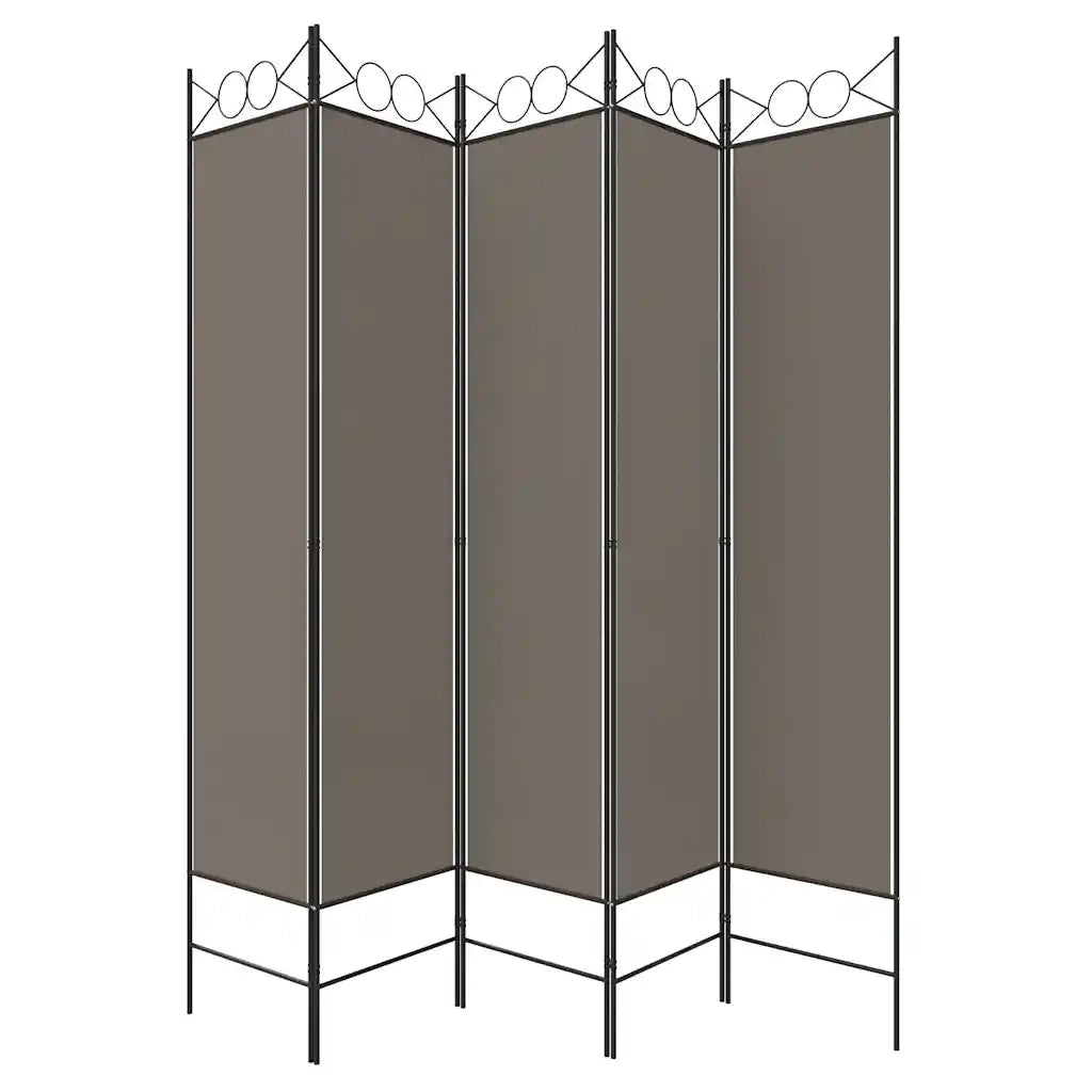 Divisorio a 5 Pannelli Antracite 200x220 cm Tessuto 350172