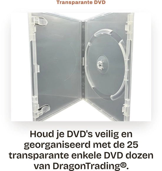 Scatole per DVD 25 pezzi - Coperture trasparenti - 14mm - Alta qualità - Sistema di archiviazione - Copertura in plastica esterna
