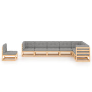 Set Salotto Giardino 8 pz Cuscini Antracite Legno Massello Pino 3076824