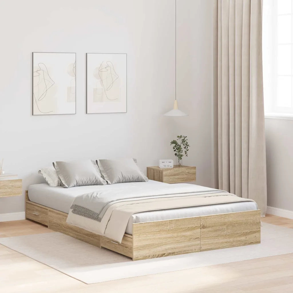Struttura letto con contenitore Rovere Sonoma 120 x 190 cm 3335327
