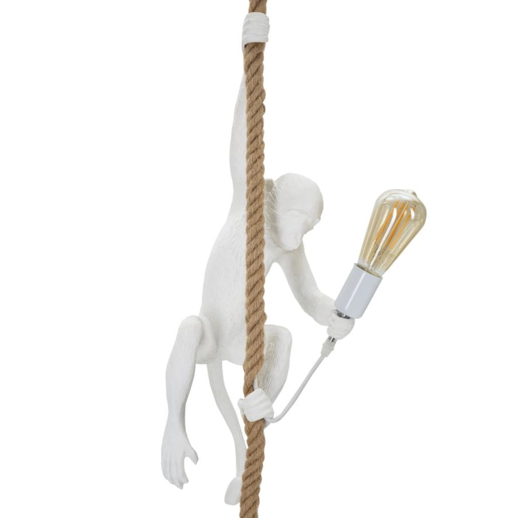 Lampada a Sospensione Scimmia, Bianco, Poliresina, 27x32x60 cm
