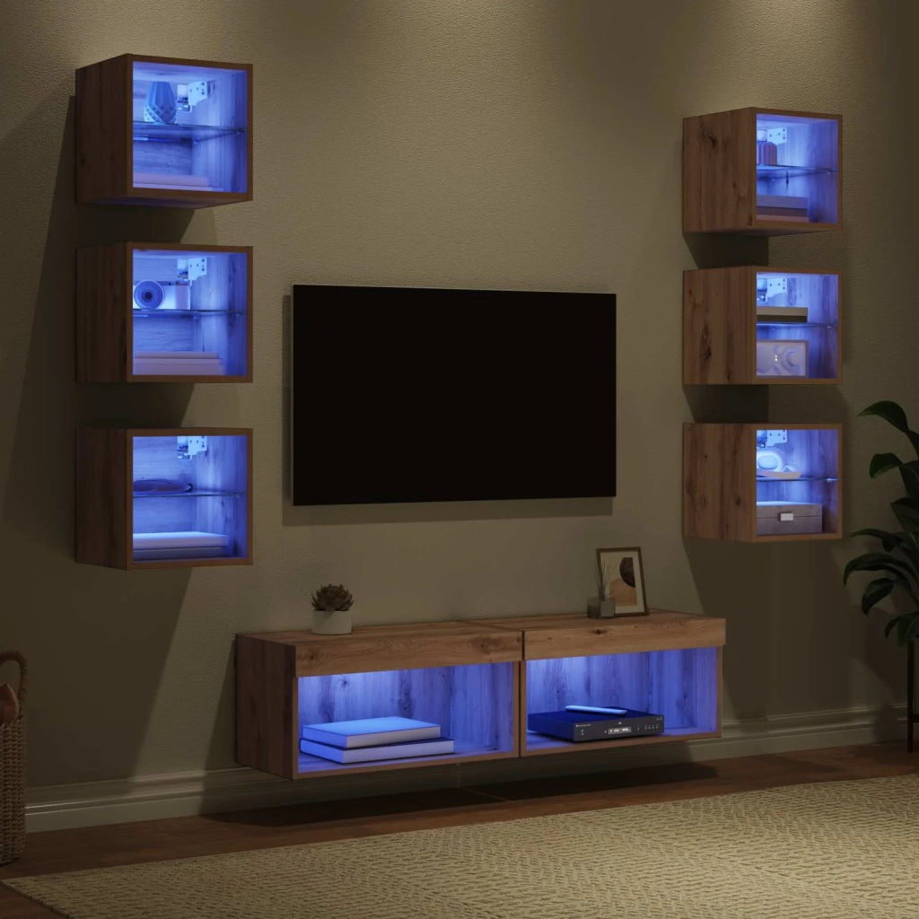 Mobile TV con cassetto 8 pcs Rovere artigianale Vetro 3402939