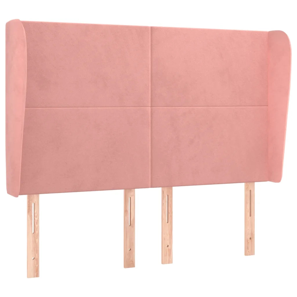 Testiera | Testata ad Orecchio Rosa 147x23x118/128 cm in Velluto