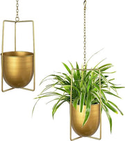 Vaso di fiori appeso metallo bolo - Appoggio per piante grasse (oro)