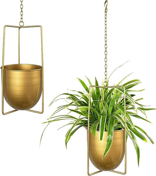 Vaso di fiori appeso metallo bolo - Appoggio per piante grasse (oro)