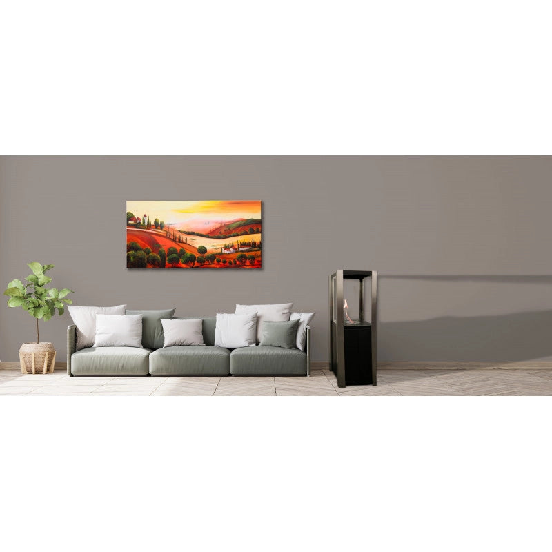 Biocamino pavimento Nevada Nero 1,5 kW – vetro frontale, altezza 120 cm, potenza decorativa – Tecno Air System