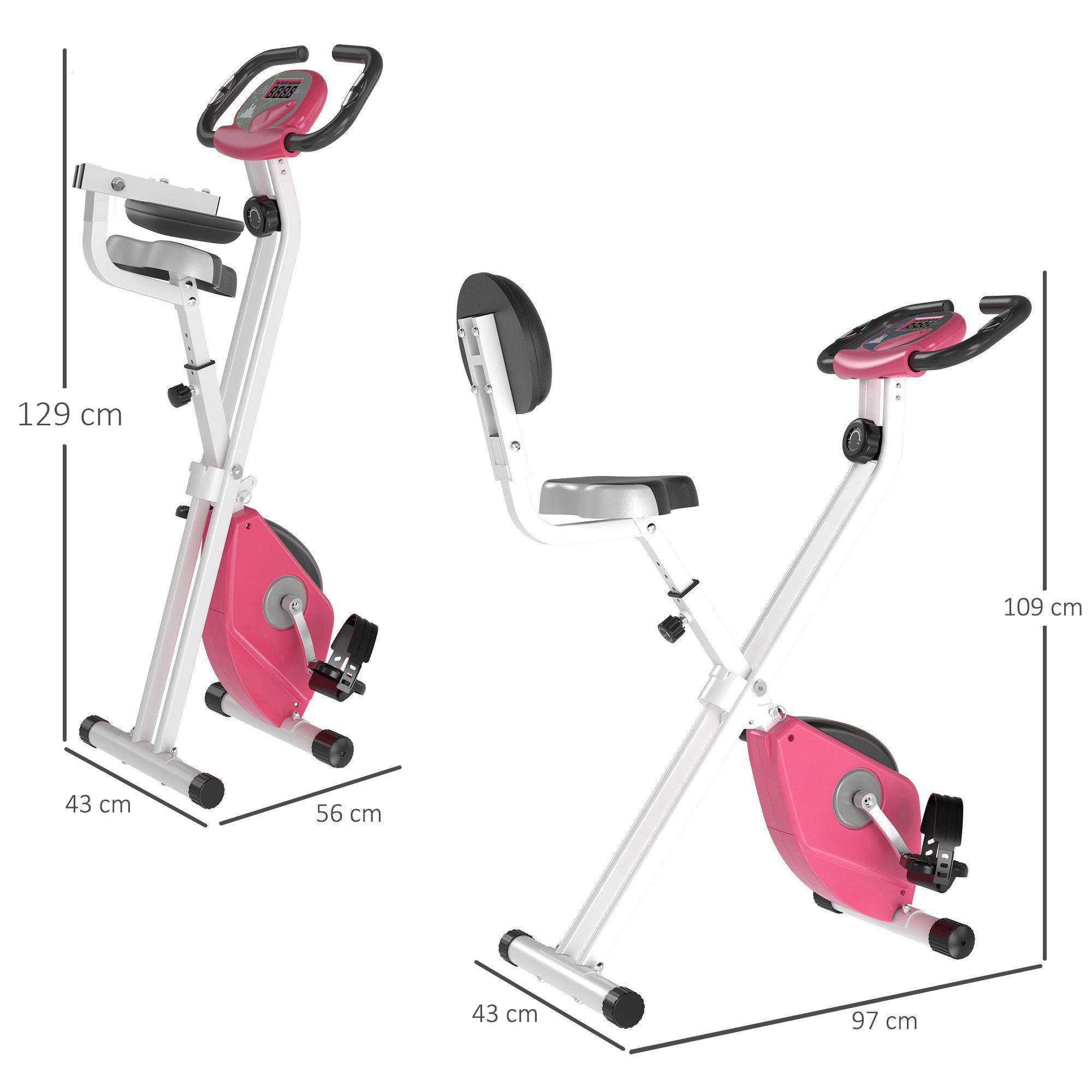 Cyclette Magnetica Pieghevole 43x97x109 cm con Display LCD Rosa