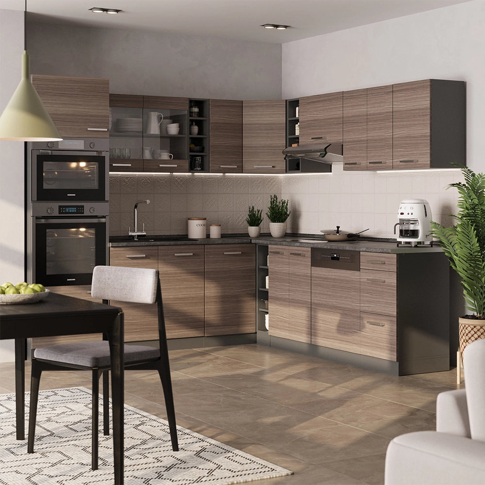 Vicco Cucina angolare completa Grigio nobile/antracite 237 x 247 cm , PL Marmo