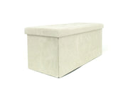Pouf Contenitore Imbottito Pieghevole Modello Double Velvet Colore Crema
