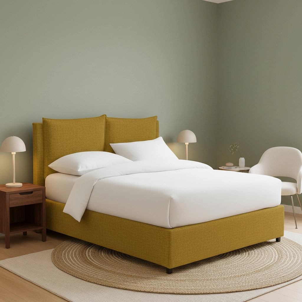 Falmouth, Letto Piazza e Mezza Sfoderabile Made in Italy, Giallo Ocra