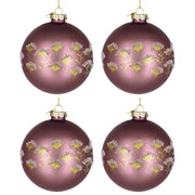 Palline di Natale in Vetro Malva con Decorazioni Oro Achillea Diametro: 100 mm