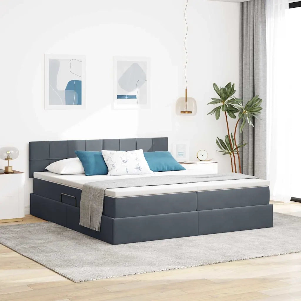 Letto con Contenitore con materasso Grigio scuro 90 x 200 cm