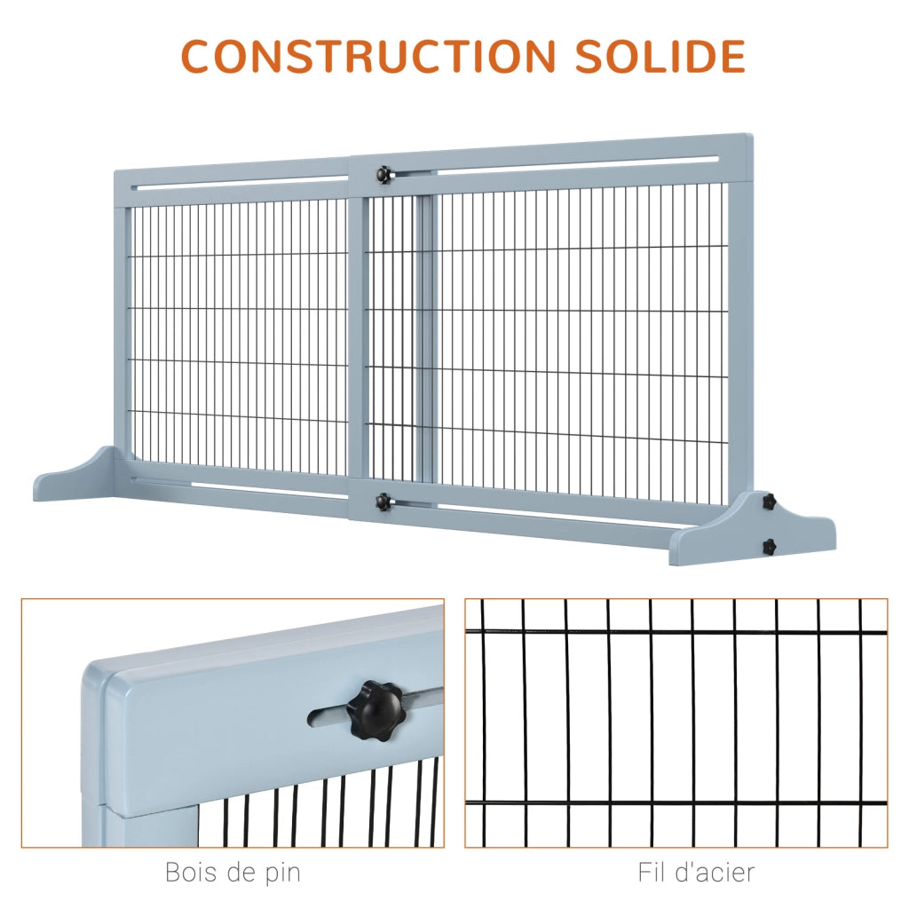 Barriera di sicurezza per cani regolabile ¨C zephmum ¨C 104-180x36x69 cm pino blu grigio