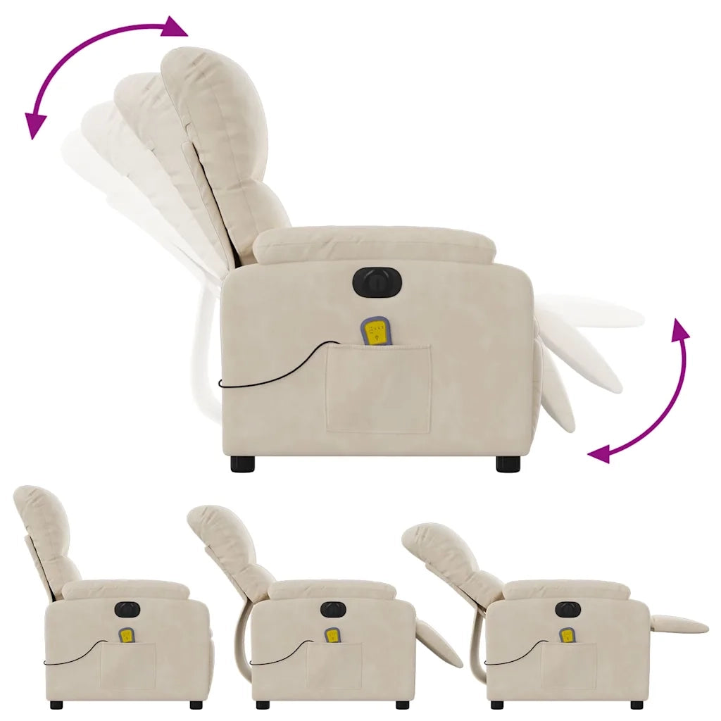 Poltrona Reclinabile Massaggiante Elettrica Beige Microfibra 3204927