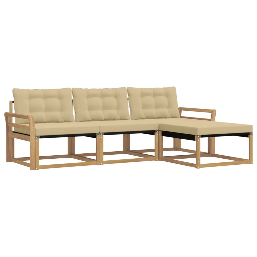 Set di divani da esterno 4 pz Bianco e Beige 3388567