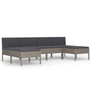 Set Divani da Giardino 6 pz | Set Salotto da Giardino con Cuscini in Polyrattan Grigio