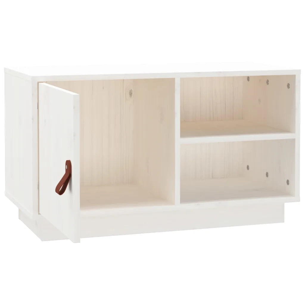 Mobile Porta TV Bianco 70x34x40 cm in Legno Massello di Pino 818236