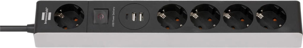 Brennenstuhl 1159780615 prolunghe e multiple 1,5 m 5 presa(e) AC Interno Nero, Grigio