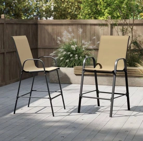 Set di 2 Sedili All'aperto con Braccioli e Schienale Alto – Esterno, Terrazza e Balcone, Nessuna Montaggio Richiesto