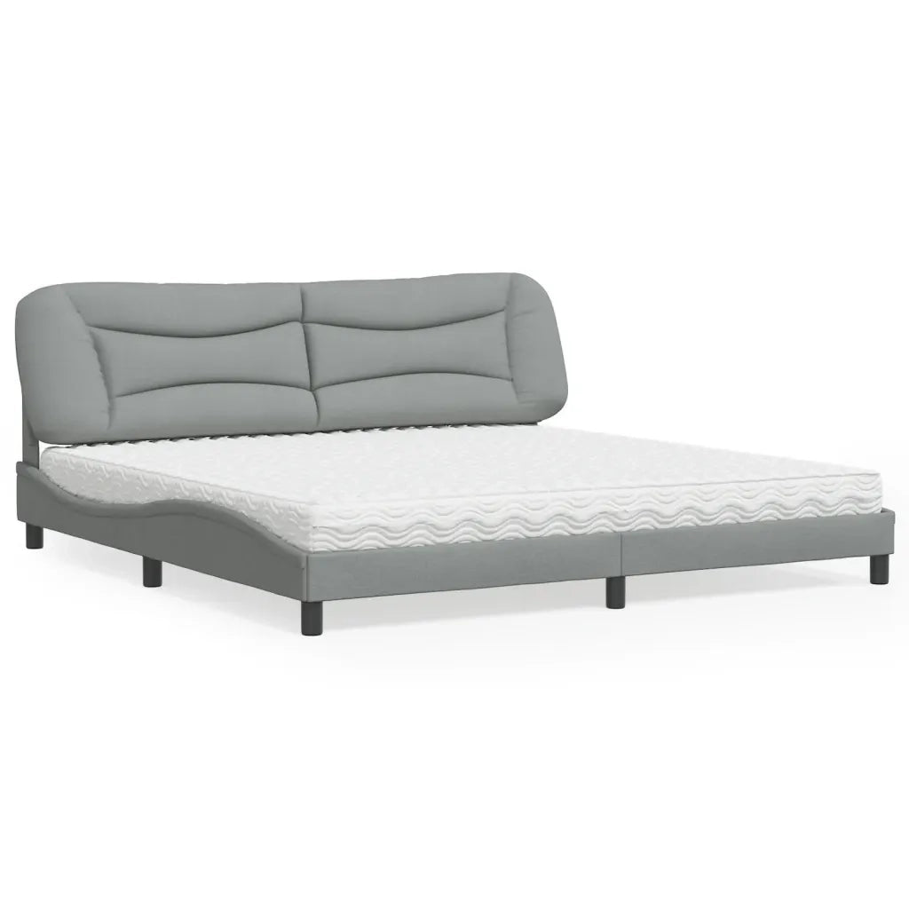 Letto con Materasso Hvar Grigio Chiaro 200x200 cm in Tessuto 3208555