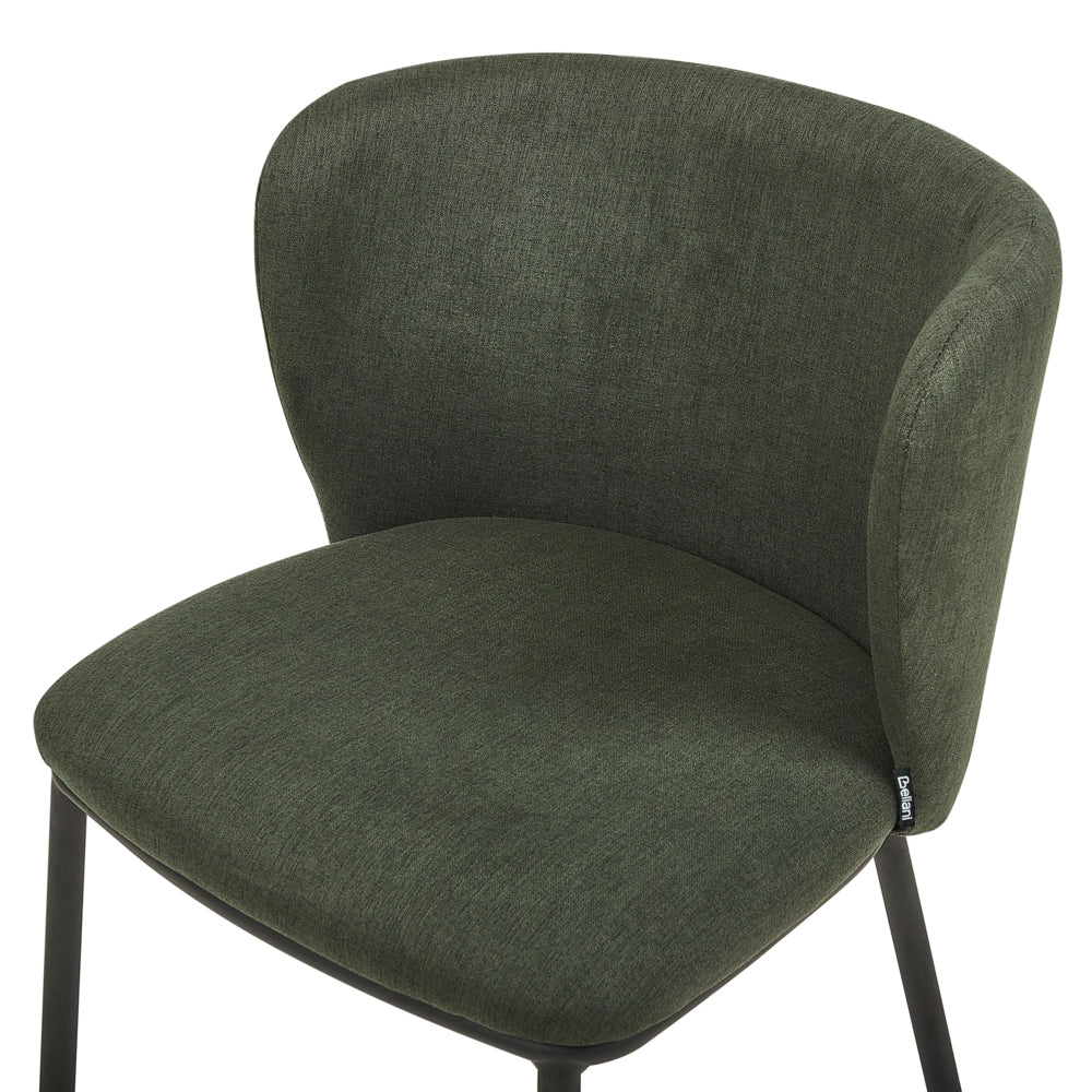 Set di 2 sedie da pranzo in poliestere verde Rivestimenti in metallo nero Gambe senza braccioli Schienale curvo Design moderno e contemporaneo