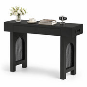 CONSOLA CON 2 CASSETTI 120x35,5x76,5 cm MDF Nera con prese USB e Type-C