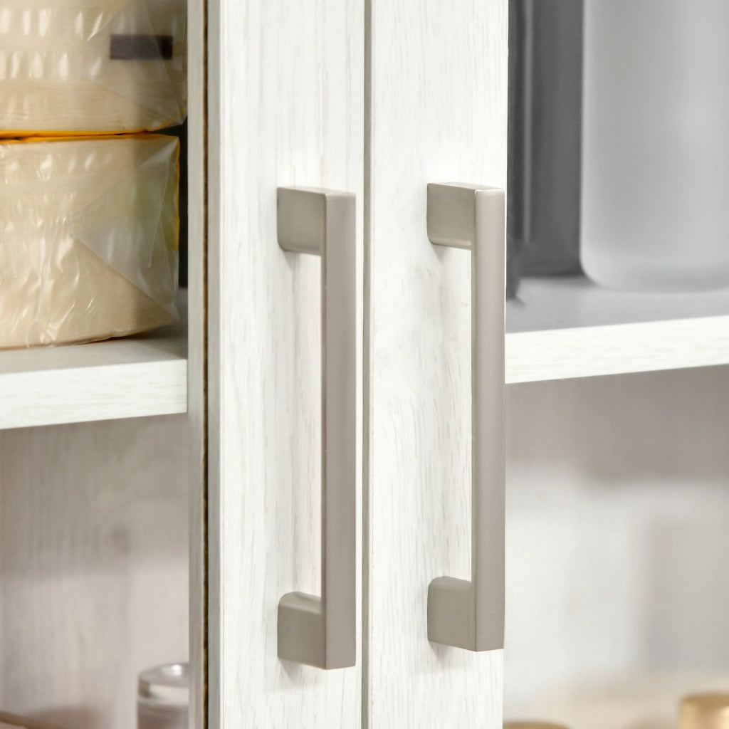 Mobile da Bagno Sospeso con Ante in Vetro e Ripiano Regolabile ¨C Zephmum ¨C 60x19,5x54 cm Bianco